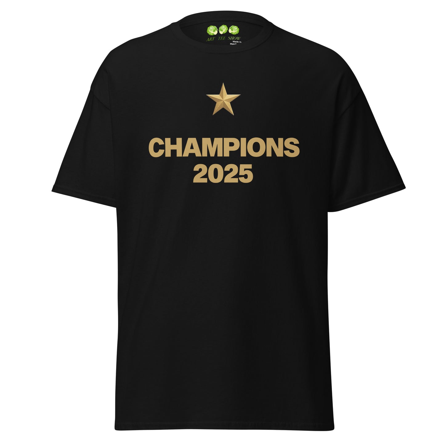 Black PSG Champions League Winners 2025 fan art tribute unisex classic t-shirt from Art Tee Show
