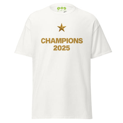 White PSG Champions League Winners 2025 fan art tribute unisex classic t-shirt from Art Tee Show 