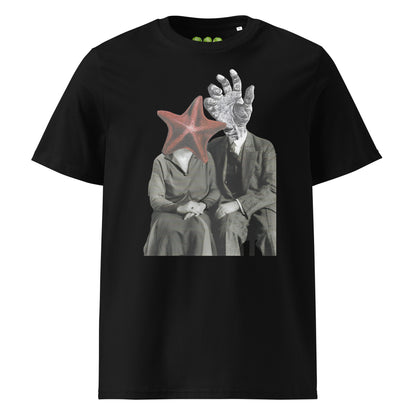  Black "The Atlantis Lovers" collage artwork Unisex organic Art Tee Show t-shirt. Drop Nº4 of the ArtTeeShow + Ash Long collab.