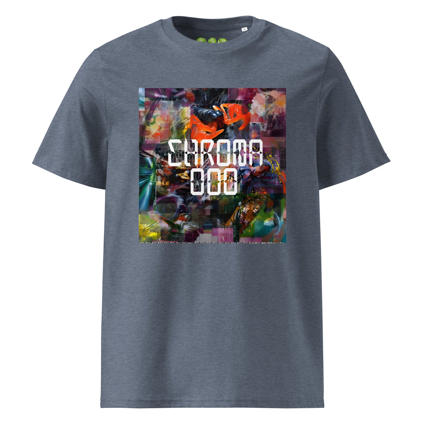 CHROMA 000 Bicep/ Chroma album fan art tribute unisex organic t-shirt in Dark Heather Blue.