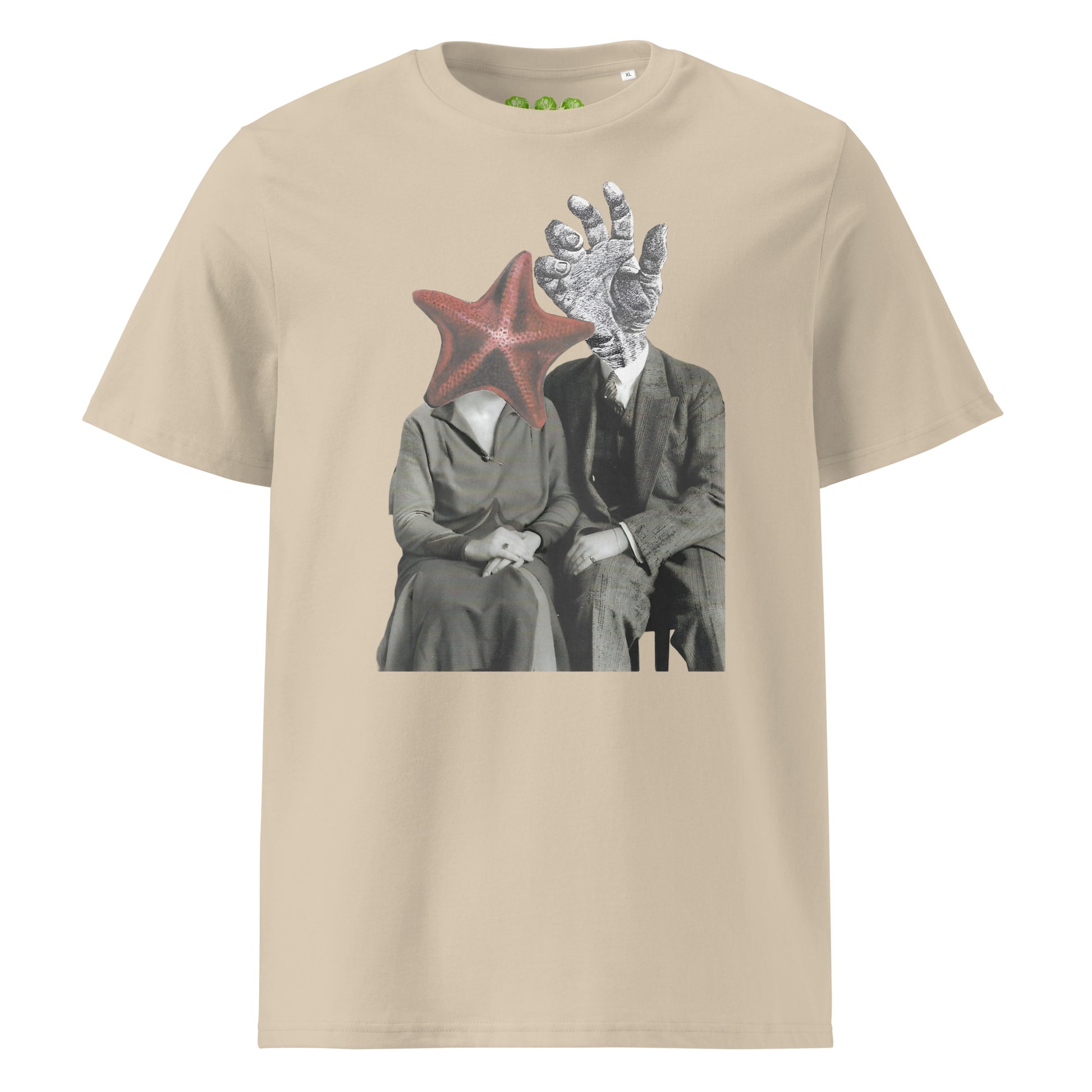 Desert Dust "The Atlantis Lovers" collage artwork Unisex organic Art Tee Show t-shirt. Drop Nº4 of the ArtTeeShow + Ash Long collab.