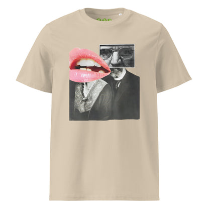 Desert Dust unisex organic t-shirt with the Sunset Kiss collar artwork by artist Ash Long. Drop Nº5 in the collab ArtTeeShow + Ash Long.