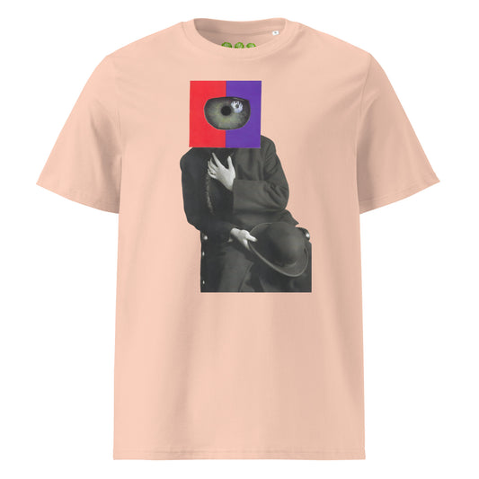 Fraiche Peche "The Hypnotiser" collage artwork Unisex organic Art Tee Show t-shirt. Drop Nº3 of the ArtTeeShow + Ash Long collab.