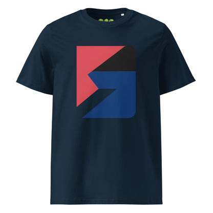 Chromatic Fracture Art Tee Show Unisex Organic t-shirt in French Navy.