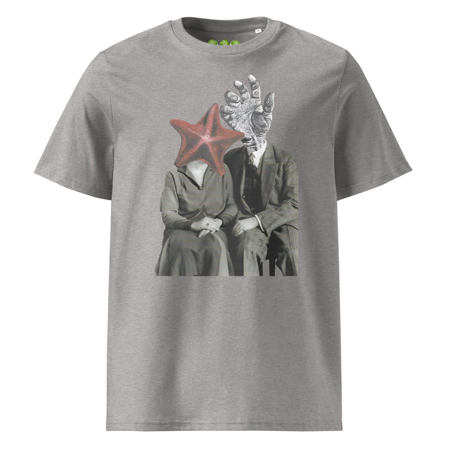 Heather Grey "The Atlantis Lovers" collage artwork Unisex organic Art Tee Show t-shirt. Drop Nº4 of the ArtTeeShow + Ash Long collab.