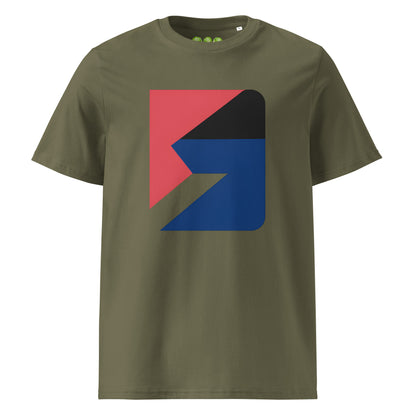 Chromatic Fracture Art Tee Show Unisex Organic t-shirt in Khaki.