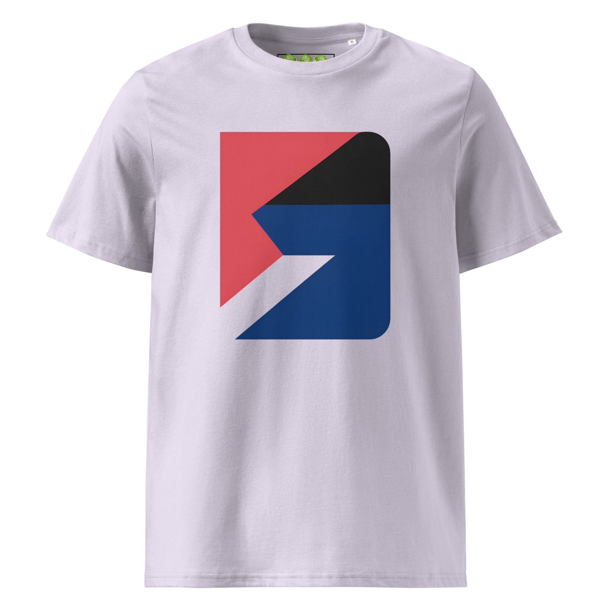 Chromatic Fracture Art Tee Show Unisex Organic t-shirt in Lavender.